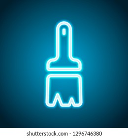 Paint brush, linear outline icon. Neon style. Light decoration icon. Bright electric symbol