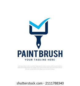 Paint brush logo design check icon, symbol, template