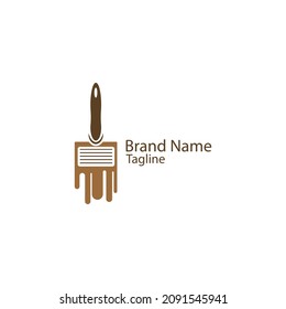 Diseño del logotipo del pincel de pintura combinado con un libro. apto para imprentas, librerías, talleres de pintura, servicios de pintura y otros