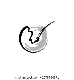 Diseño del logotipo de pincel. pincel con varias pinturas