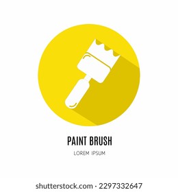 Paint brush logo. Illustration of paint brush in flat. Stock vector.