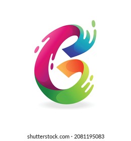 paint brush logo with letter C concept