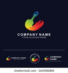Paint brush logo and letter placement