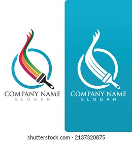 paint brush logo and symbol vector