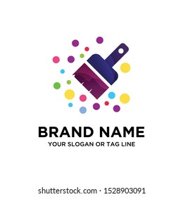 Paint brush logo vector full color art