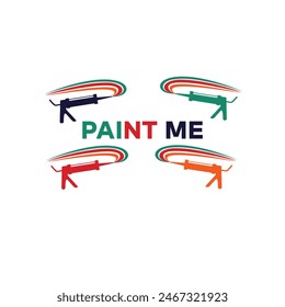 paint brush logo.Splatter of colored paint and paint brush silhouette. Design for painter and painting work