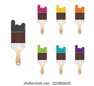 Paint brush with long stroke isolated on white background