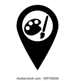 Paint brush - map pointer vector icon