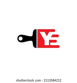 Paint Brush With Negative Space Letter Y Logo Icon 002