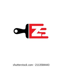 Paint Brush With Negative Space Letter Z Logo Icon 002