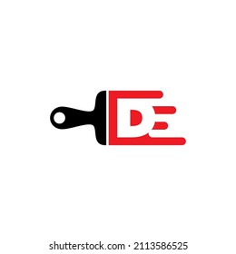 Paint Brush With Negative Space Letter D Logo Icon 002
