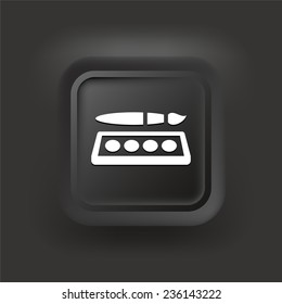 Paint and Brush on Black Square Button