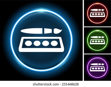Paint and Brush on Glow Round Button