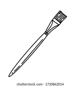 Paint brush on an isolated white background. Black hand draw outline. Back to school, office. Vector illustration.