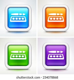 Paint and Brush on Multi Color Square Buttons