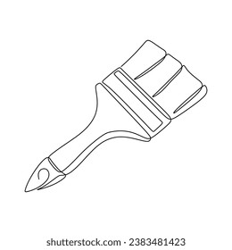 Paint brush one line drawing. Vector illustration isolated. Minimalist design handdrawn.