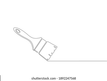 Paint brush one line drawing.Line art.Vector illustration.