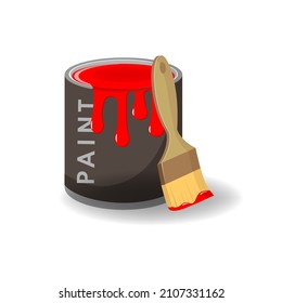 paint brush open can. Vector 3d isometric, color web icon, new flat style. Creative illustration design, graphic idea for infographics.