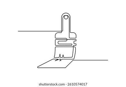Paint brush outline drawing illustration. one continuous line drawing of painter brush, Isolated on white background.