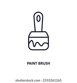 paint brush outline icon.  Thin line icon from construction tools collection. Editable vector isolated on white background