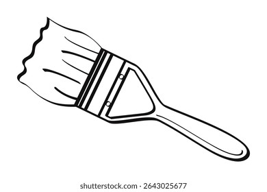 Dibujo de Vector blanco y negro simple del contorno del pincel de pintura
