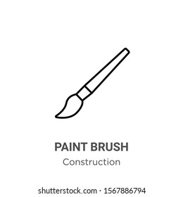 Paint brush outline vector icon. Thin line black paint brush icon, flat vector simple element illustration from editable construction concept isolated on white background