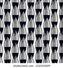 Paint brush ovals ornament. Seamless pattern. Hand drawn leaves backdrop. Oval shapes wallpaper. Geometric leafs background. Ethnic motif. Tribal digital paper. Leafy textile print. Vector art work