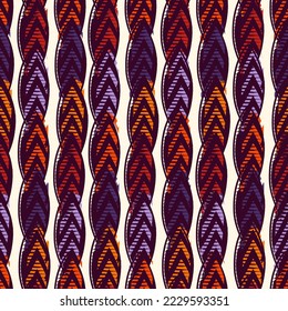 Paint brush ovals ornament. Seamless pattern. Hand drawn leaves backdrop. Oval shapes wallpaper. Geometric leafs background. Ethnic motif. Tribal digital paper. Leafy textile print. Vector art.
