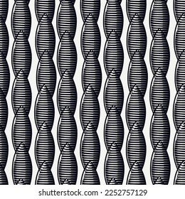 Paint brush ovals ornament. Seamless pattern. Hand drawn leaves backdrop. Oval shapes wallpaper. Geometric leafs background. Ethnic motif. Tribal digital paper. Leafy textile print. Vector art work.