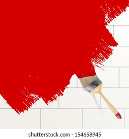 paint brush painting on a wall background