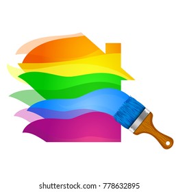 Paint and brush with paints symbol vector