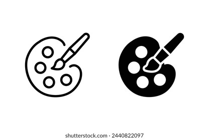 paint brush and palet icon vector