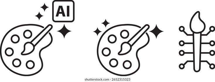 paint brush palette artificial intelligence ai circuity board icon vector image