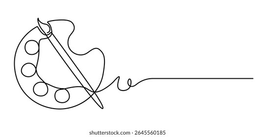paint brush palette board continuous one line drawing, Color Palette Line Icon Editable Stroke, Modern art education icon concepts thin line style - editable stroke.