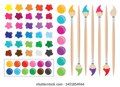 Paint Brush Palette Graphic Tray Swatch Splotch Artist Set