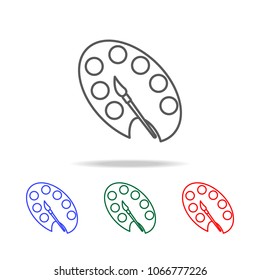 Paint brush with palette icon. Elements of education multi colored icons. Premium quality graphic design icon. Simple icon for websites, web design, mobile app, info graphics