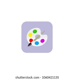 Paint brush with palette icon. Flat design style.