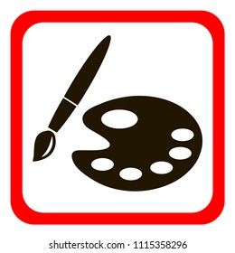 Paint brush with palette icon. Flat design style. Vector illustration.
