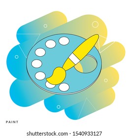 Paint brush with palette icon. Flat design style.