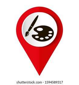 Paint brush with palette icon. Flat design style. Vector illustration.	

