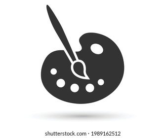 Paint brush with palette icon. Flat design style.