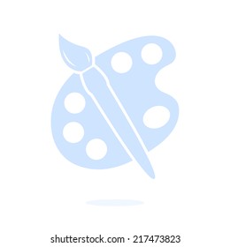 Paint brush with palette icon. Flat design style.