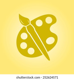 Paint brush with palette icon. Flat design style.
