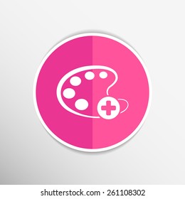 Paint brush with palette icon. Flat design style