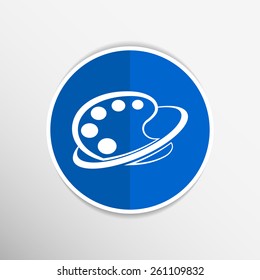 Paint brush with palette icon. Flat design style.