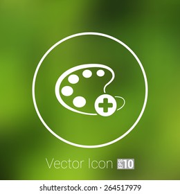 Paint brush with palette icon. Flat design style