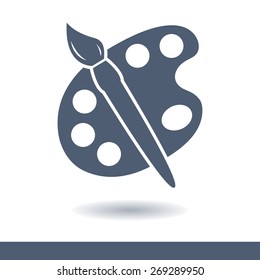 Paint brush with palette icon. Flat design style.