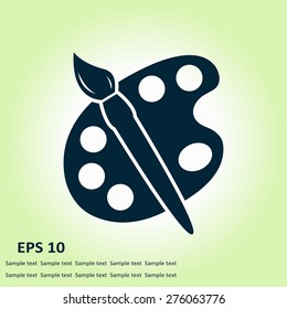 Paint brush with palette icon. Flat design style.