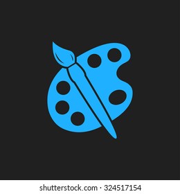 Paint brush with palette icon. Flat design style.