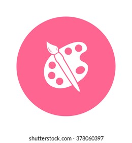 Paint brush with palette icon. Flat design style.